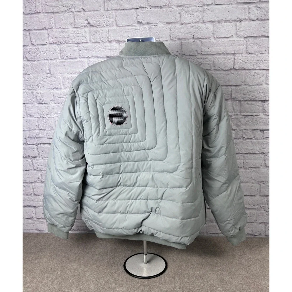 VTG Pepe Jeans London Quilted Bomber Jacket Mens XXL Gray Full Zip Puffer‎ Coat